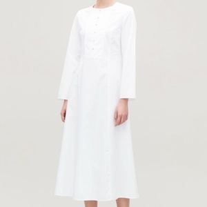 COS Long Sleeve A-Line Maxi/Midi with Pockets Vacation Summer Dress